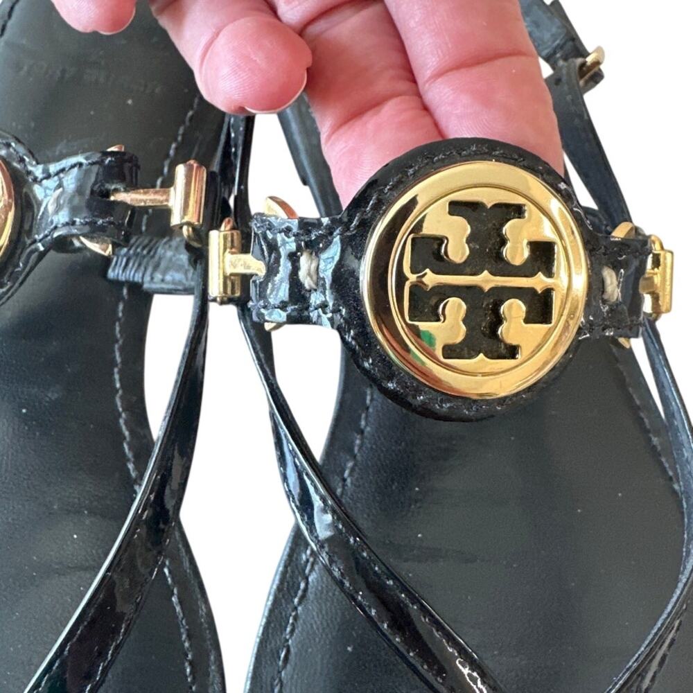 Tory Burch Ali Black Logo Sandals 8.5 - Picture 9 of 10